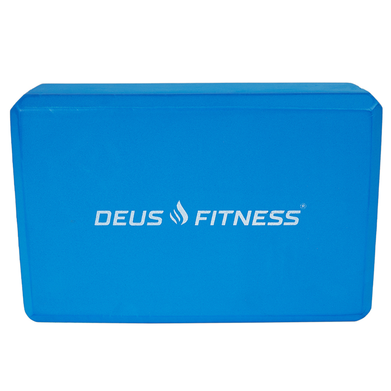 Опорный блок для йоги DEUS FITNESS, 230х160х80мм, голубой