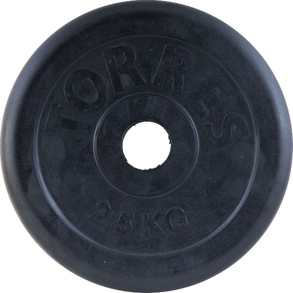 Диск обрезиненный черный TORRES d-31mm 2,5кг