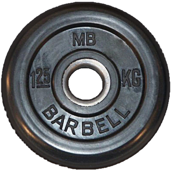 Диск обрезиненный черный MB Barbell Стандарт d-26mm  1,25кг