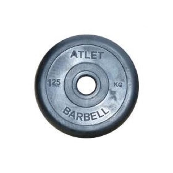 Диск MB Barbell Atlet обрезиненный черный d-26mm  1,25кг