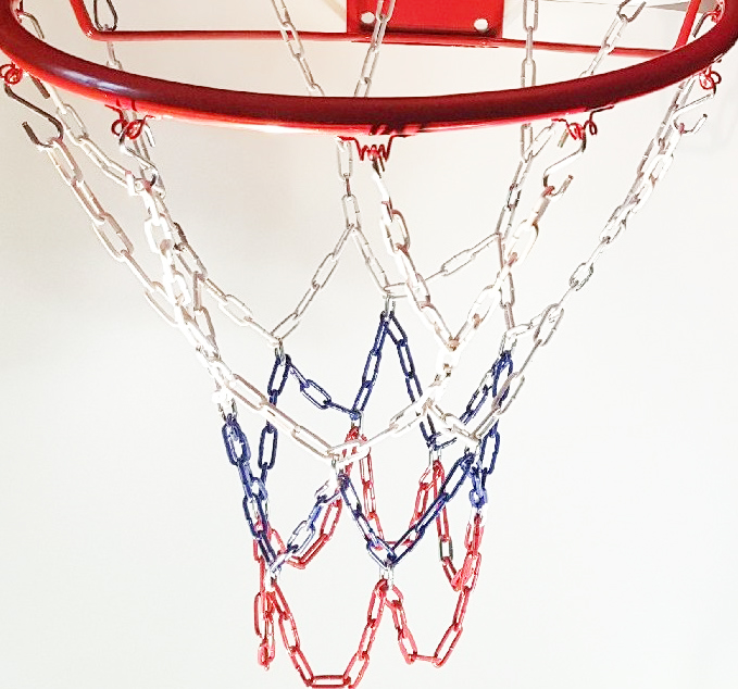 Металлическая, цветная, антивандальная баскетбольная сетка Люкс, 3,5мм., на 12 мест, с крепежом