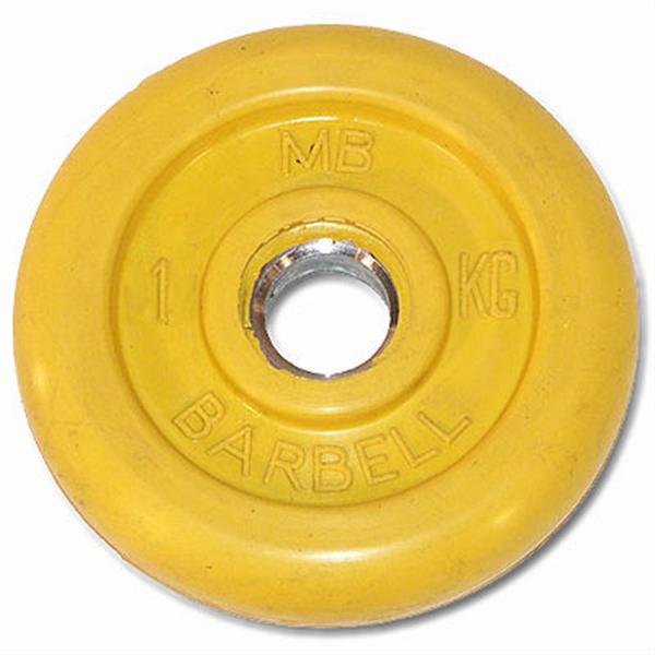 Диск обрезиненный MB Barbell Стандарт d-31mm 1кг, желтый