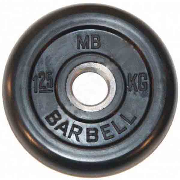 Диск обрезиненный черный MB Barbell Стандарт d-31mm  1,25кг
