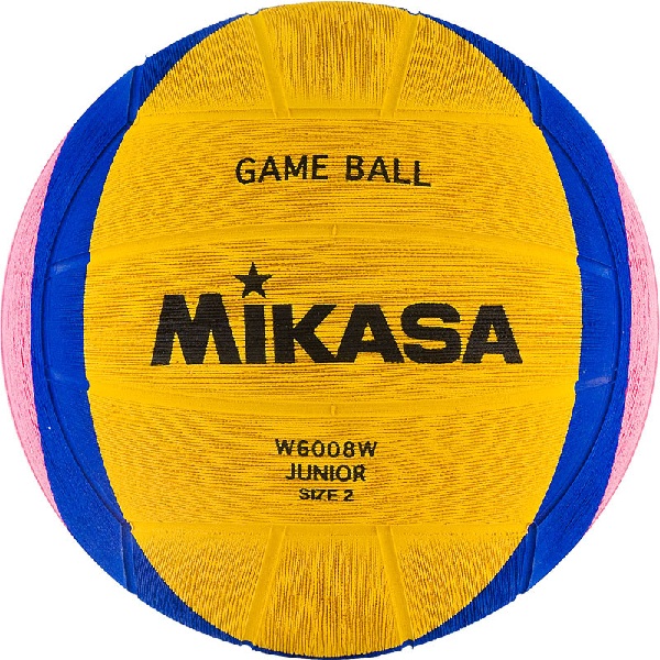 Мяч для водного поло Mikasa юношеский р. 2, Матчевый. вес 300-320 г Желто-сине-розовый