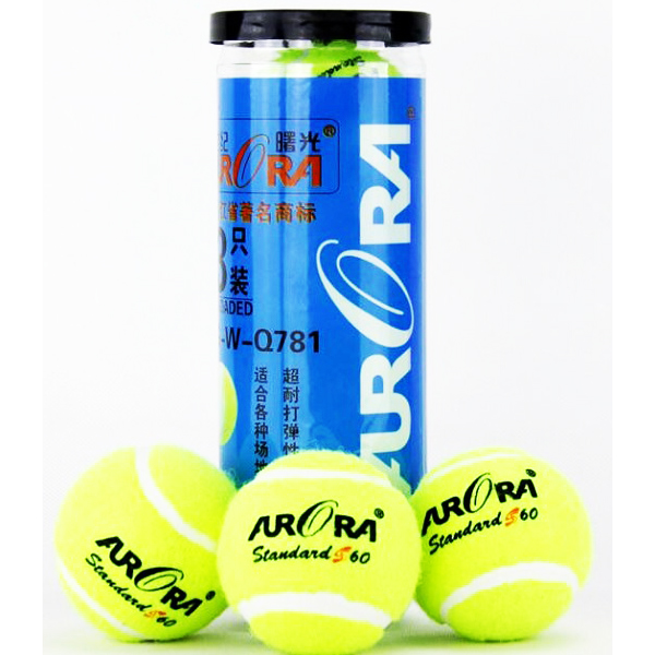 Мячи для большого тенниса AURORA в вакуумной тубе, 3 шт. в упаковке, 63мм.