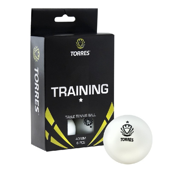 Мяч для настольного тенниса TORRES Training 1 6 штук в упаковке белый