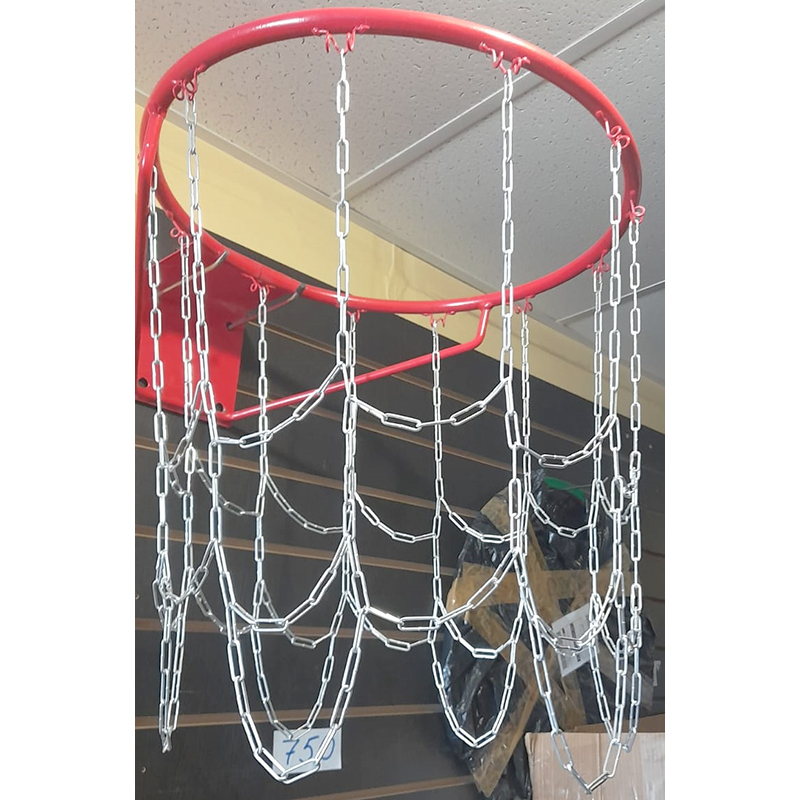 Антивандальная баскетбольная сетка 2мм из длиннозвенной цепи для No-5 или 7, на 12 мест, облегченная