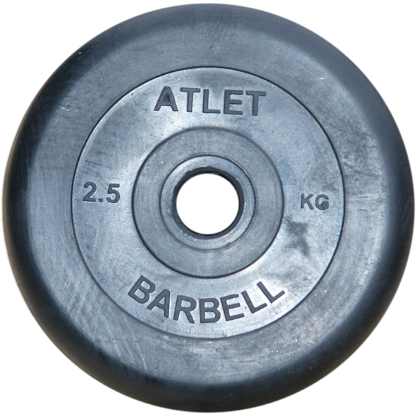 Диск MB Barbell Atlet обрезиненный черный d-26mm  2,5кг