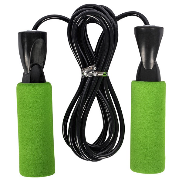 Скакалка для фитнеса DEUS FITNESS ПВХ ПП 2,5м с мягкими неопреновыми ручками, зеленая