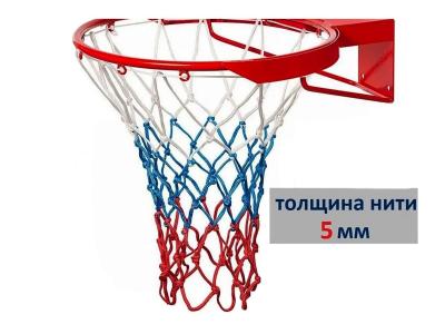 Сетка баскетбольная DEUS FITNESS триколор бело-сине-красная, нить 5 мм., полиэстер, длина 45см
