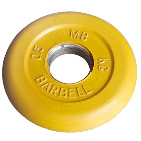 Диск обрезиненный MB Barbell Стандарт d-26mm   0,5кг, желтый