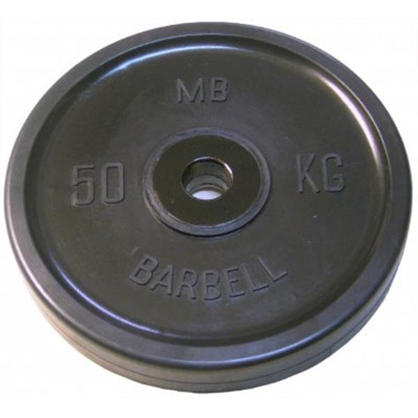 Диск обрезиненный черный Евро-классик Barbell 50кг