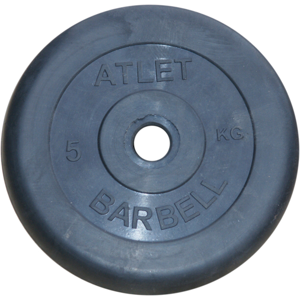 Диск MB Barbell Atlet обрезиненный черный d-31mm  5кг