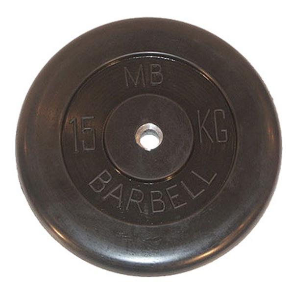 Диск обрезиненный черный MB Barbell Стандарт d-31mm 15кг