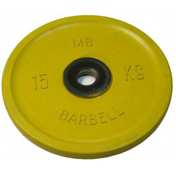 Диск обрезиненный Евро-классик Barbell 15кг. Желтый