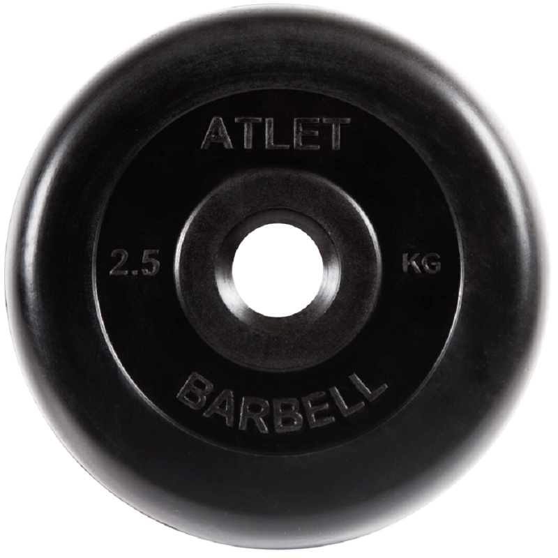 Диск MB Barbell Atlet обрезиненный черный d-26mm  2,5кг