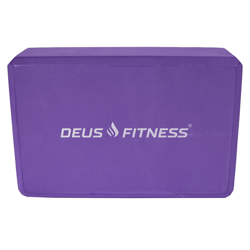 Опорный блок для йоги DEUS FITNESS, 230х160х80мм, фиолетовый