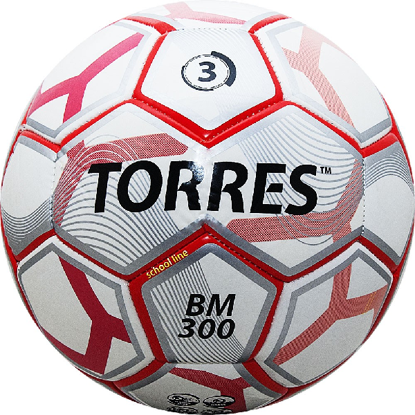 Мяч футбольный Torres BM 300 р. 3 глянц. мягкая синт.кожа, машинная сшивка