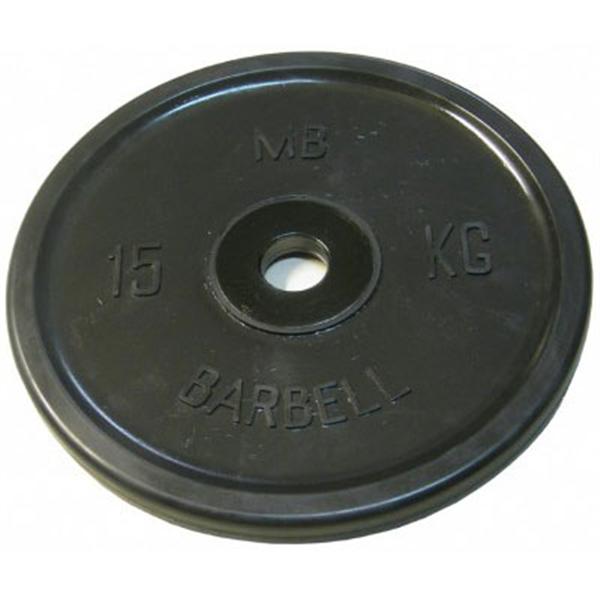 Диск обрезиненный черный Евро-классик Barbell 15кг