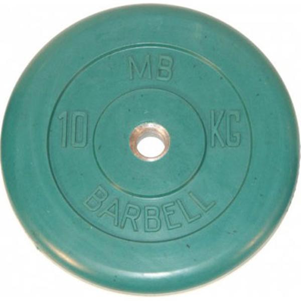 Диск обрезиненный MB Barbell Стандарт d-31mm 10кг, зеленый