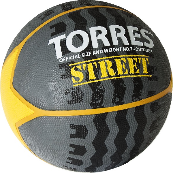 Мяч баскетбольный Torres Street р.7, серо-желто-белый