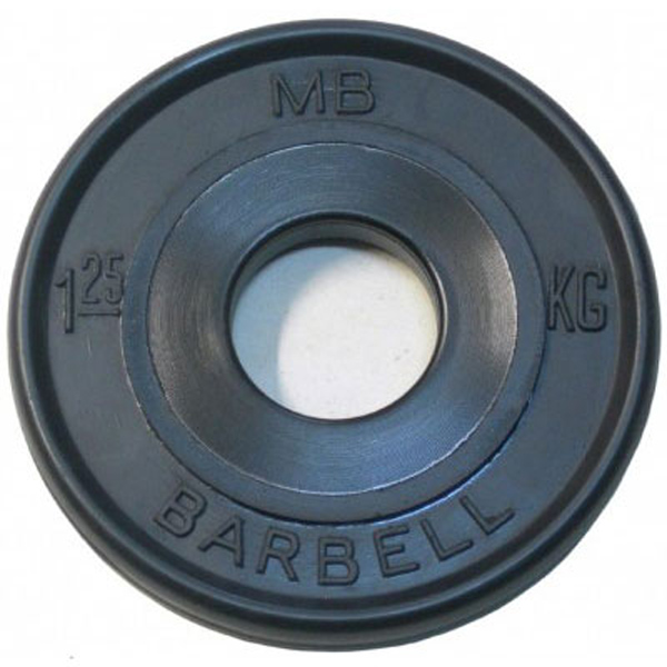 Диск обрезиненный черный Евро-классик Barbell  1,25кг