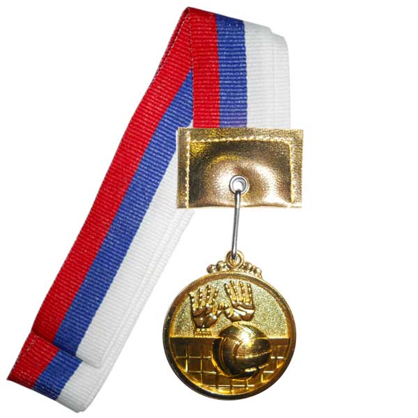 Медаль Волейбол 40мм на ленте с цветами флага России