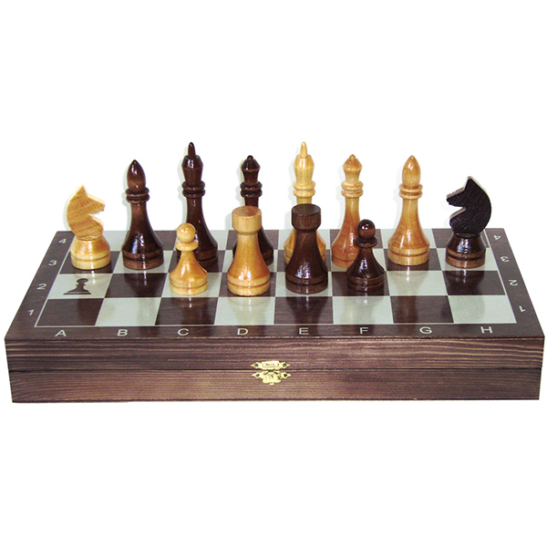 Шахматы гроссмейстерские пластиковые с  коричневой - цвет венге, деревянной доской 400х400мм