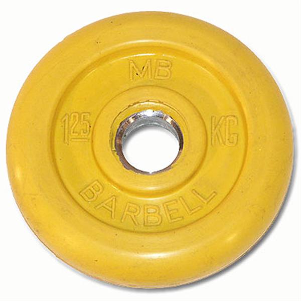 Диск обрезиненный MB Barbell Стандарт d-26mm   1кг, желтый