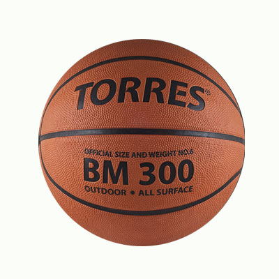 Мяч баскетбольный Torres BM300 р 6 тренировочный, резина, клееный Коричневый