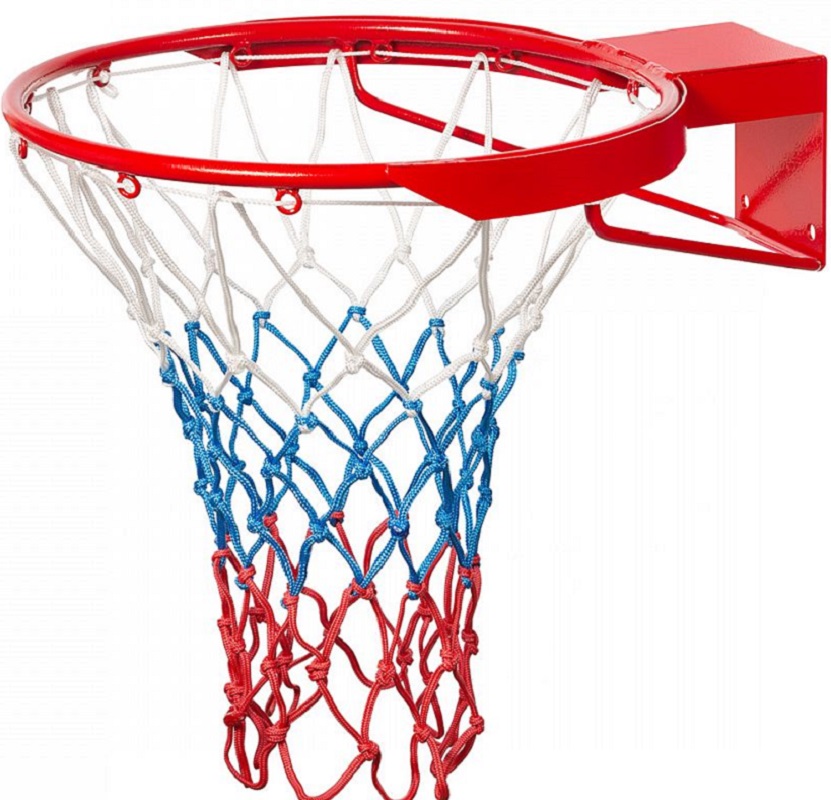 Сетка баскетбольная DEUS FITNESS триколор бело-сине-красная, нить 4мм. L-45см