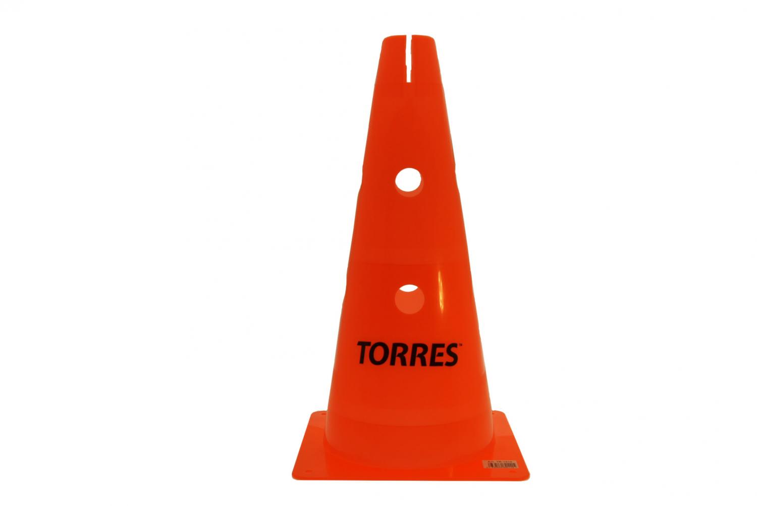 Конус спортивный Torres 38см оранжевый с отверстиями для штанги
