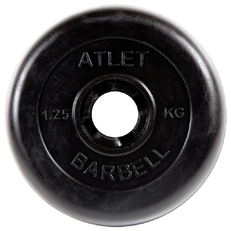 Диск MB Barbell Atlet, обрезиненный черный d-51mm  1,25кг