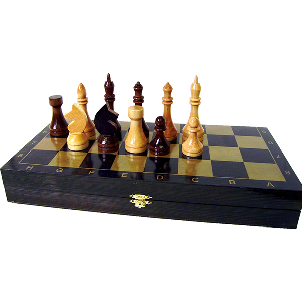 Шахматы гроссмейстерские пластиковые с черной деревянной доской 400х400мм