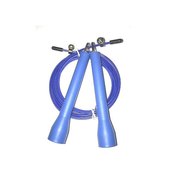 Скакалка DEUS FITNESS, высокооборотная для двойных прыжков и кроссфита, синяя