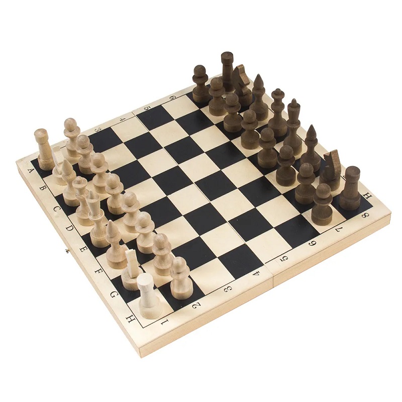 Шахматы Обиходные - деревянные лакированные фигурки с доской 290х290мм 