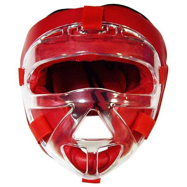 Шлем боксерский Cliff с защитной маской, синт.кожа PVC, цвет Красный. р-р XXL