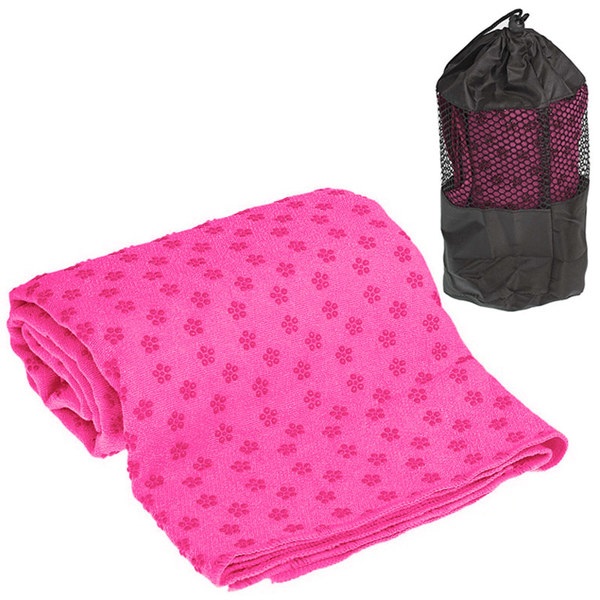 Полотенце для Йоги 183х63 цвет малиновый с сумкой для переноски