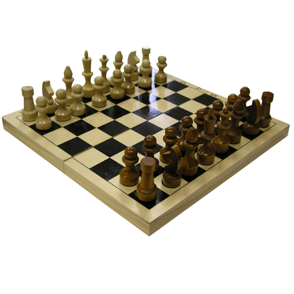 Шахматы Обиходные - деревянные парафинированные фигурки с доской 290х290мм 