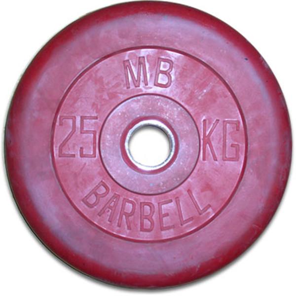 Диск обрезиненный MB Barbell Стандарт d-51mm 25кг, красный